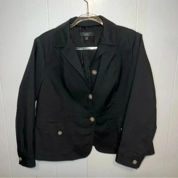 Talbots Black Button Up Blazer Size 14W Petite - Picture 1 of 6